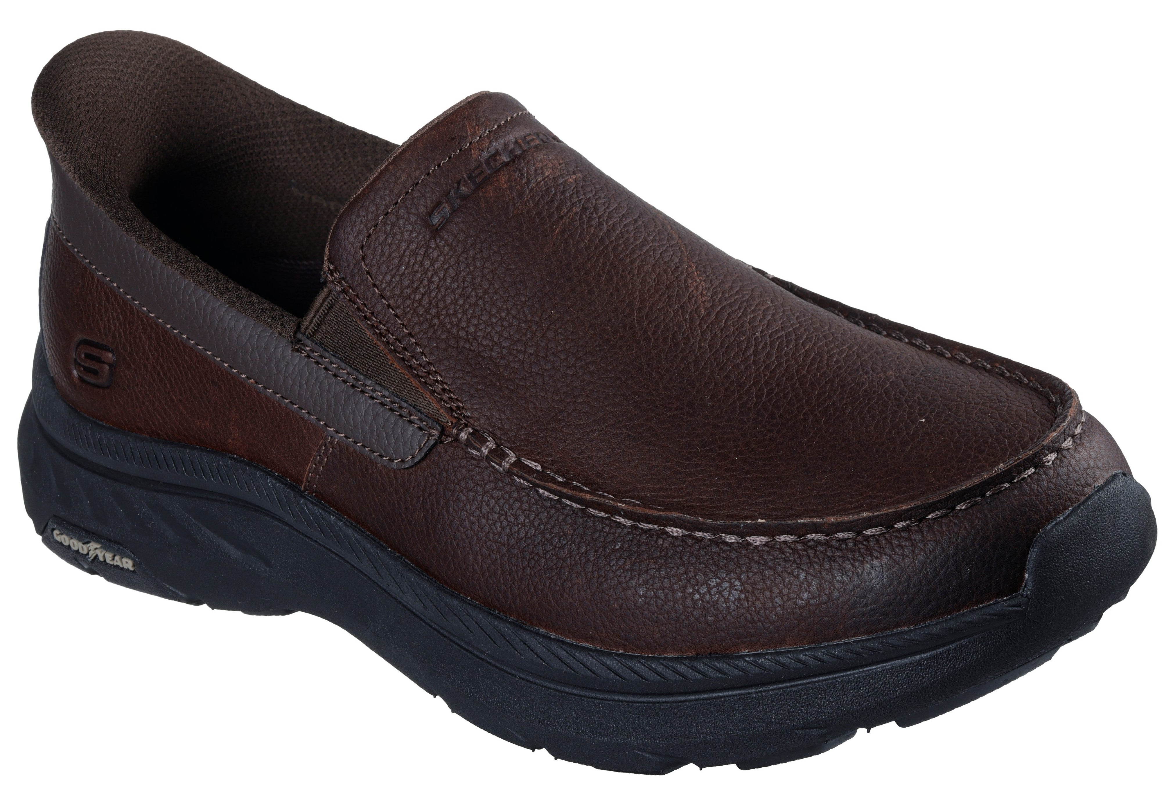 white casual dresses for women SKECHERS- MEN'S RESPECTED-ELGIN MOC TOE LEATHER SLIP-IN SHOE – Bigley Shoes  and Clothing main image 1