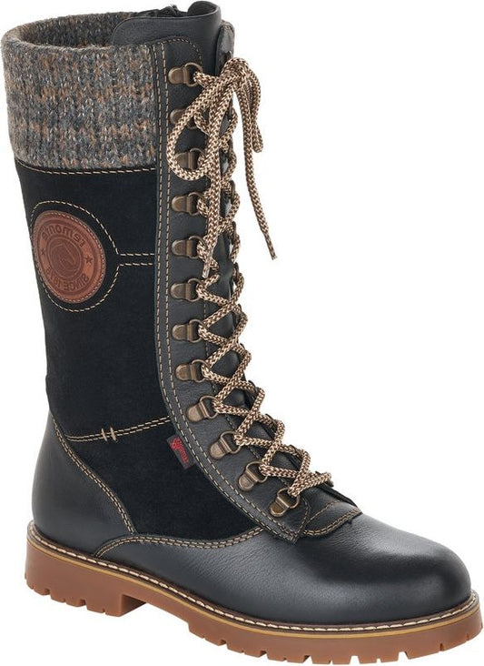 Remonte Boots Tall Black Flip Grip Boot