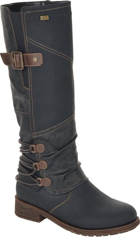 Remonte Boots Tall Black Side Zip Boot