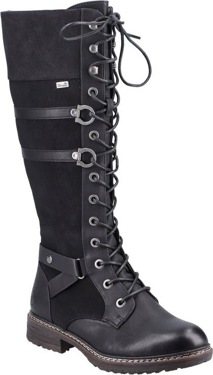 Rieker Boots Black Tall Lace Up Boot