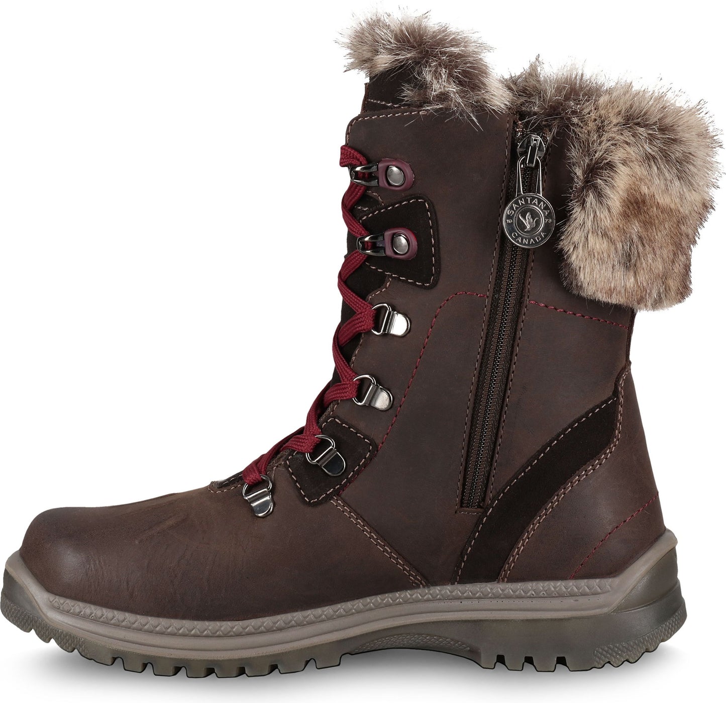Santana Canada Boots Milly Leather Brown Burgundy