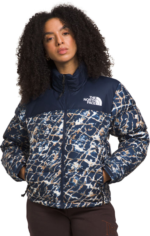The North Face Apparel W 1996 Retro Nuptse Jacket Dusty Periwinkle Water Distortion Summit Navy