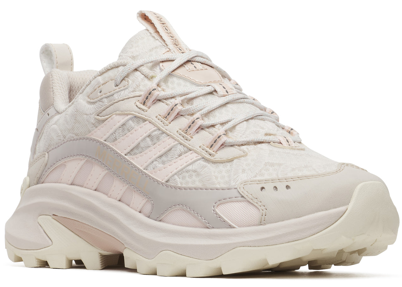 Beige chunky sneaker with light beige accents and treaded sole.