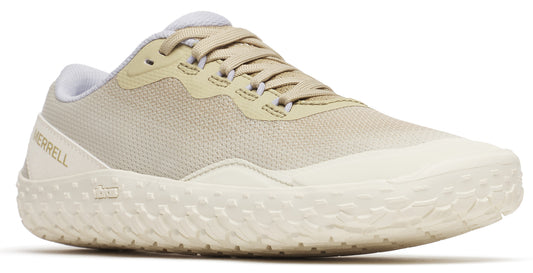 Off-white sneaker with textured sole and "MERRELL" printed on the side.