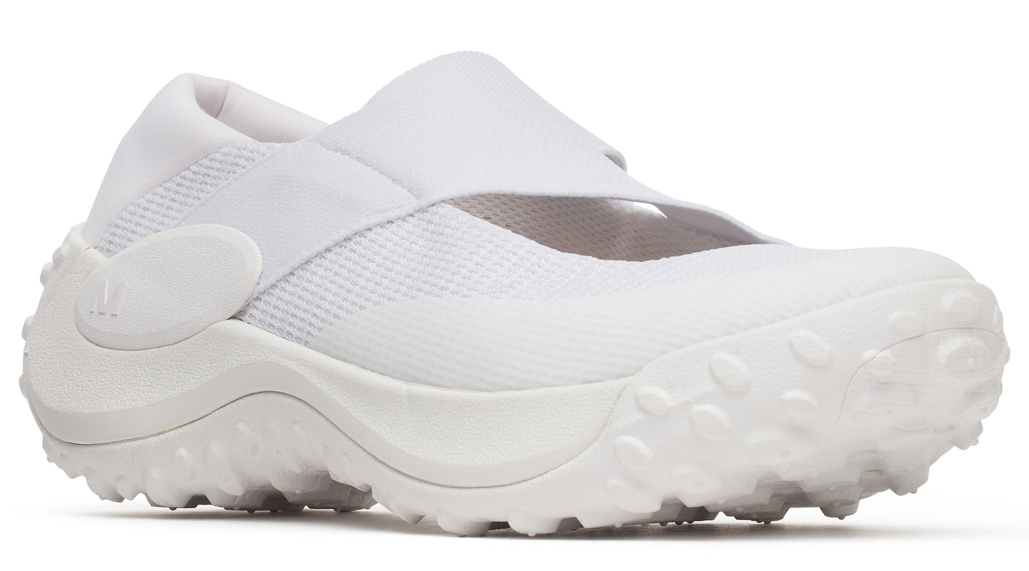 A white Mary Jane style shoe with a chunky sole.