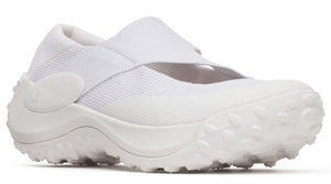 A white Mary Jane style shoe with a chunky sole.