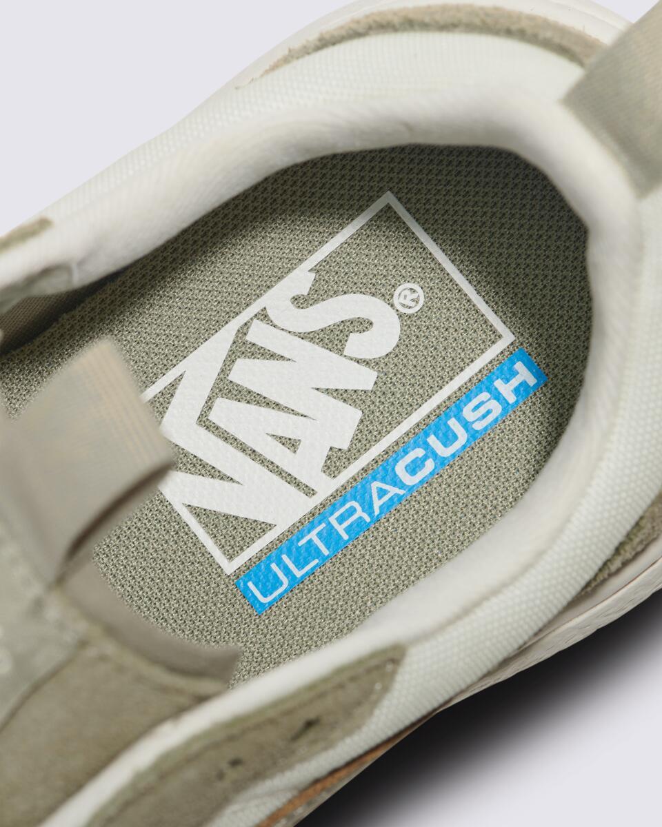 Close up of shoe insole with the word VANS and ULTRACUSH visible.