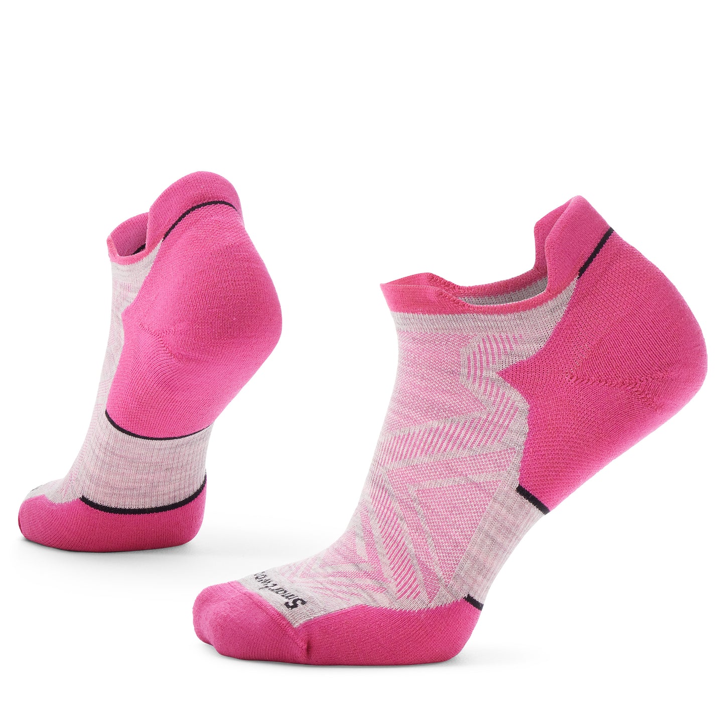 Pair of pink and white low-cut socks.