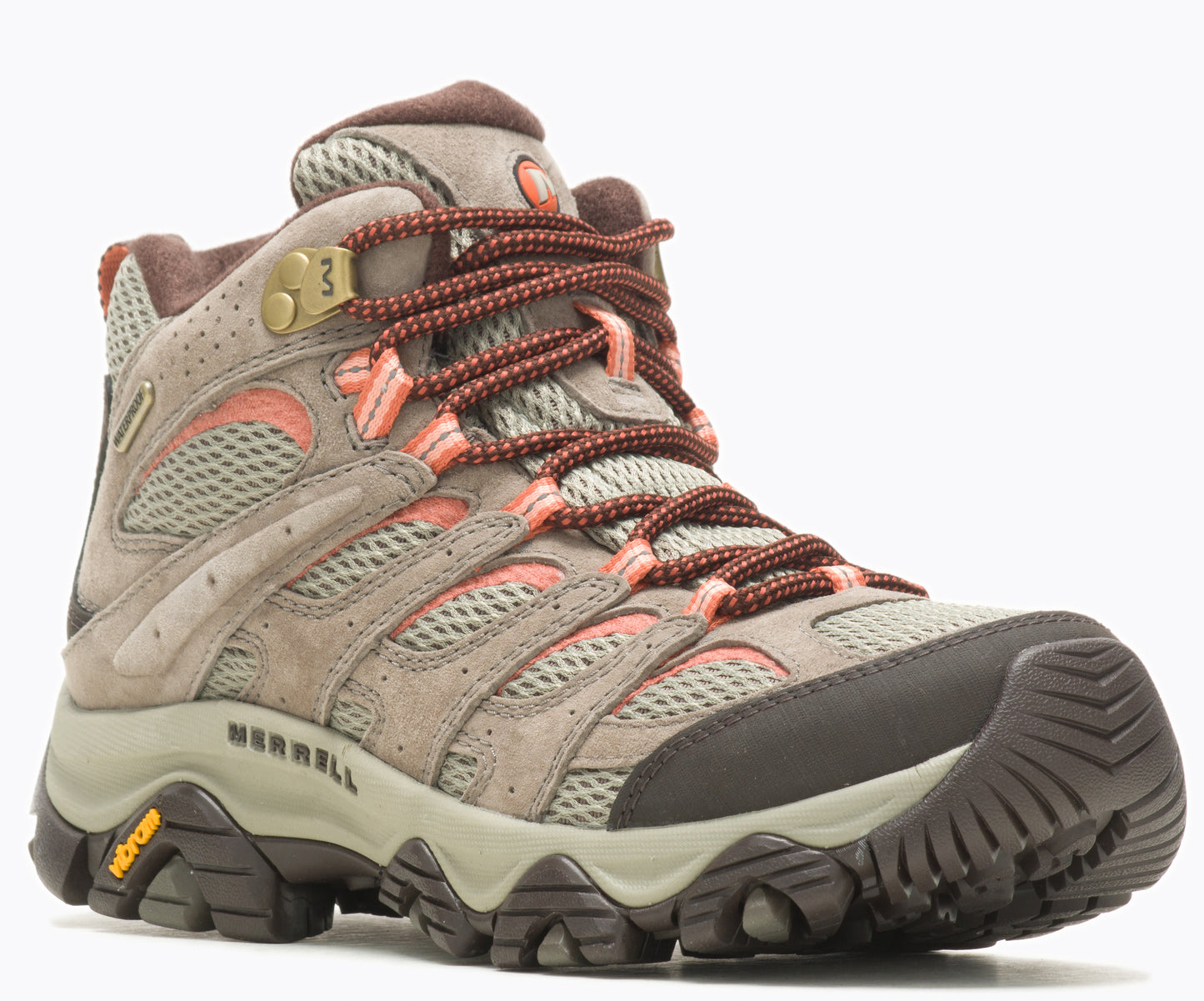 Hiking boot featuring suede, mesh panels, lug sole, and lace-up closure.