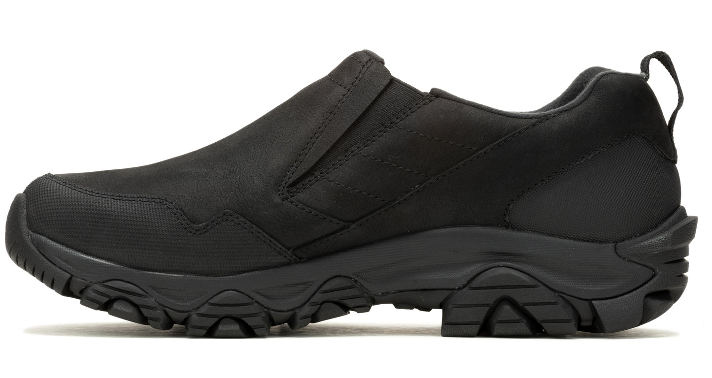 Black slip-on shoe with a textured sole and a heel loop.