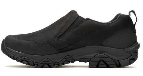 Black slip-on shoe with a textured sole and a heel loop.