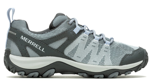 Gray hiking shoe with 'MERRELL' printed on the side.