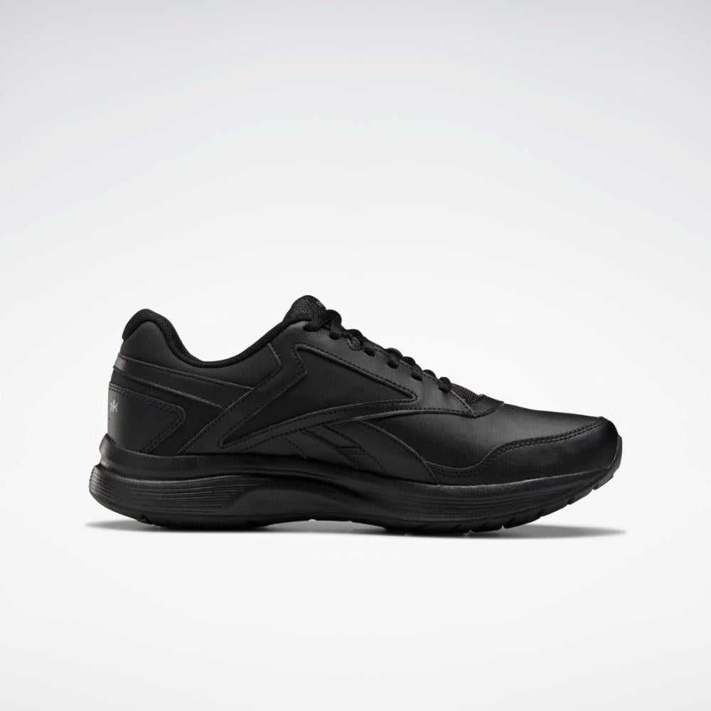 Black running shoe with a low profile and lace-up closure.