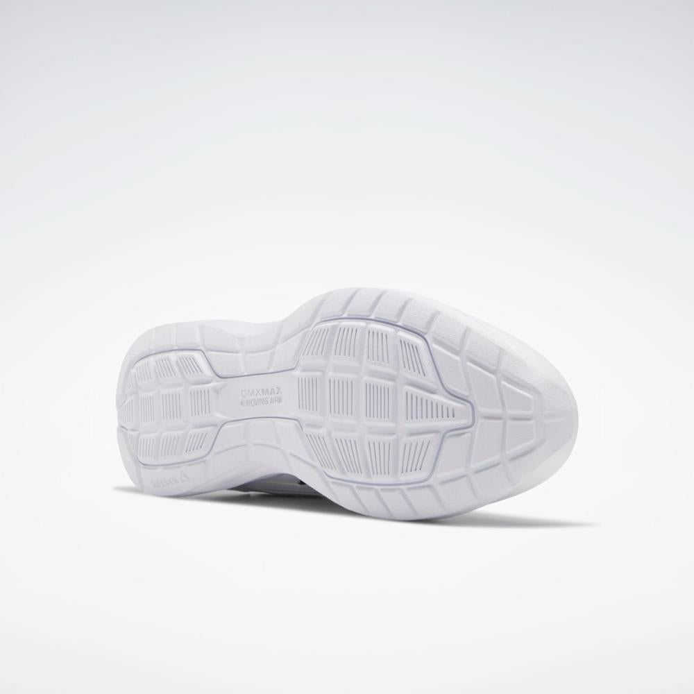 White shoe outsole with a grid pattern.