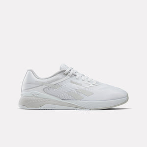 White athletic shoe, side view.