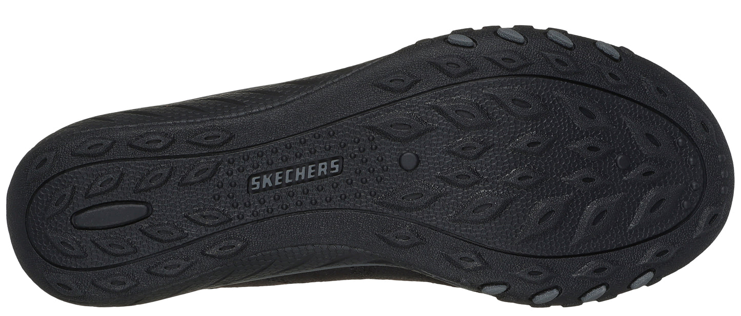 A black shoe sole with the word SKECHERS printed on it.