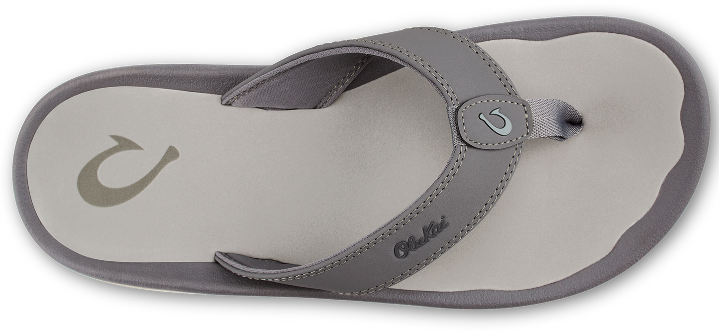 Gray sandal with a white sole.
