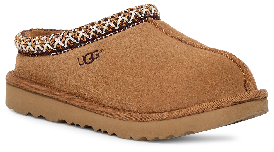Brown slip-on shoe with textured trim.