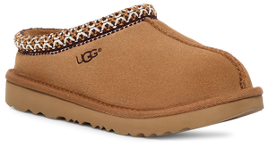 Brown slip-on shoe with textured trim.