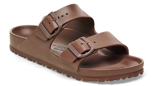 Brown two-strap sandal with adjustable buckles.