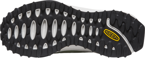 Sole of a shoe with oval-shaped grooves and a KEEN brand logo.
