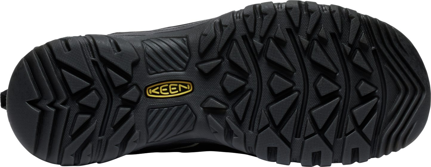 Sole of a shoe showing a grid pattern and the word KEEN inside of an oval.