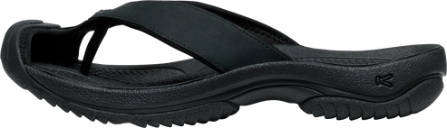 A black flip-flop sandal.
