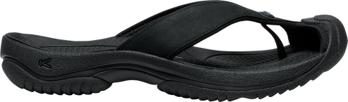 Black flip-flop sandal with thick strap and textured sole.