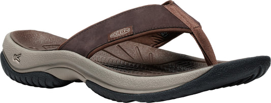 A brown sandal.