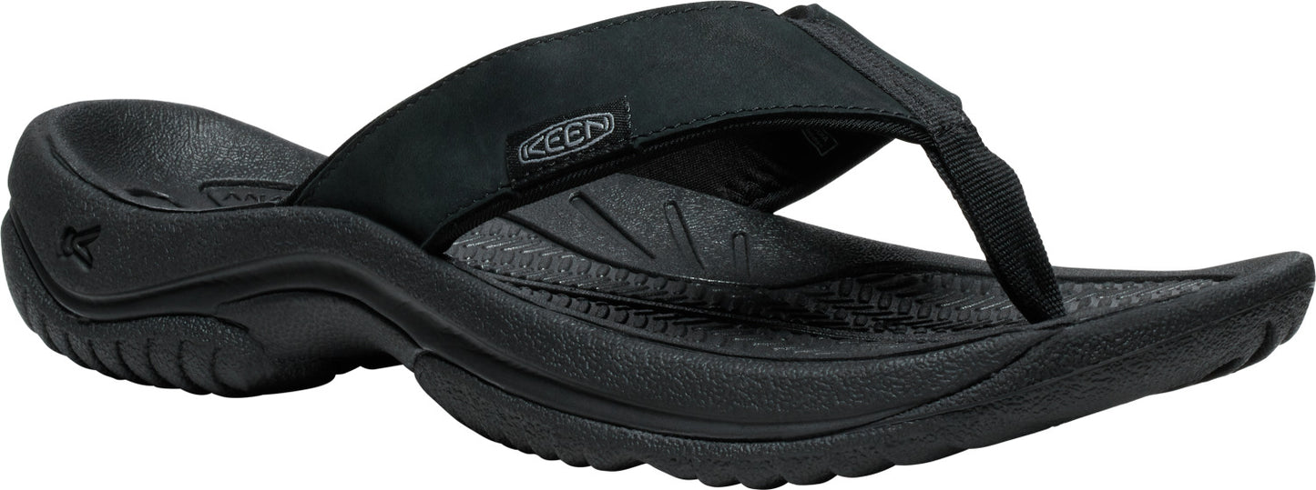 A black flip-flop sandal.