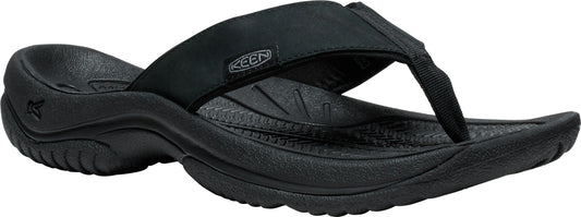 A black flip-flop sandal.