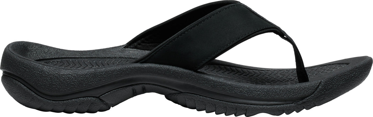 Black flip-flop sandal with a thick sole.
