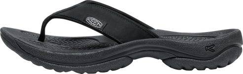 A black flip-flop sandal with a fabric toe post.