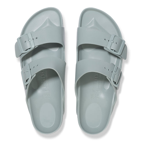 Two light blue sandals with two adjustable straps.