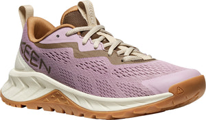 KEEN lilac trail shoe with a brown sole and heel and the KEEN brand mark near the back
