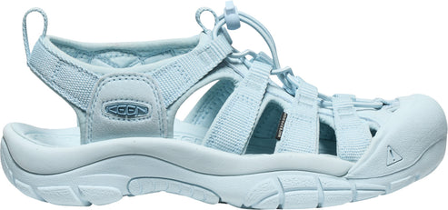 Light blue strappy sandal with toe protection.