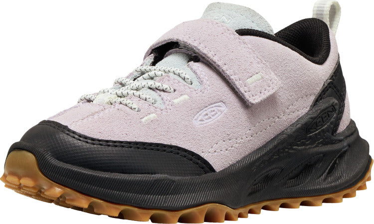 A low-rise sneaker with a hook-and-loop strap, and black lug sole.