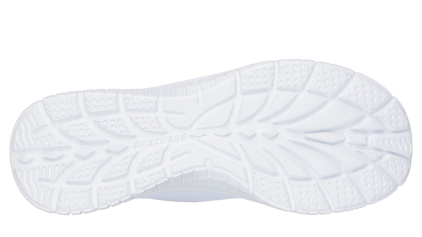 White textured shoe sole with deep, curved treads.