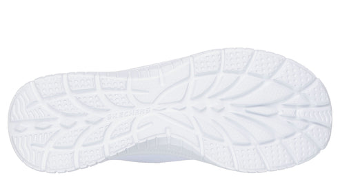 White textured shoe sole with deep, curved treads.