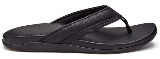 Black leather flip-flop sandal.