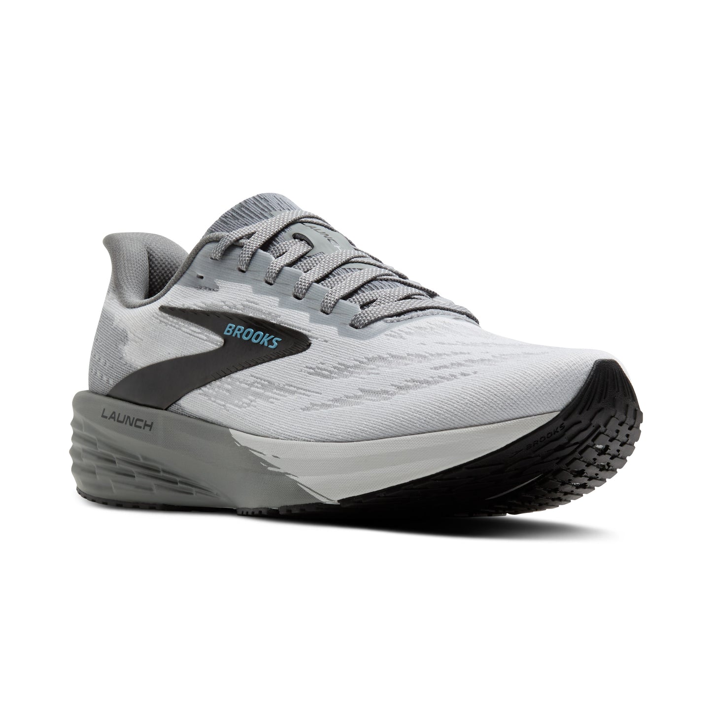 Gray running shoe with black accents and 'LAUNCH' on the side.