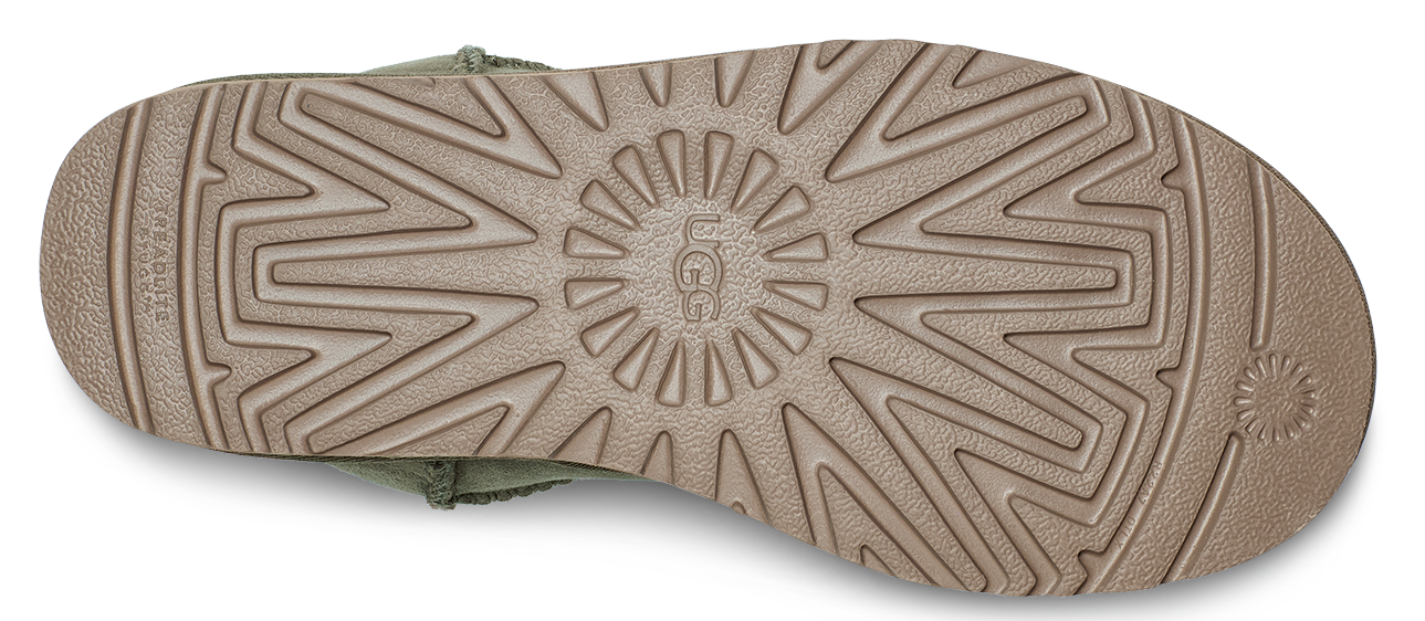 UGG boot sole with logo and radial pattern.