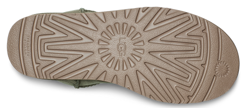 UGG boot sole with logo and radial pattern.