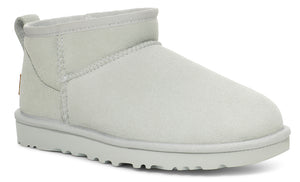 Short, light gray boot with a flat sole.