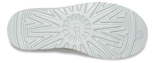 The white sole of a shoe with a star-shaped pattern and "UGG" logo in the center.