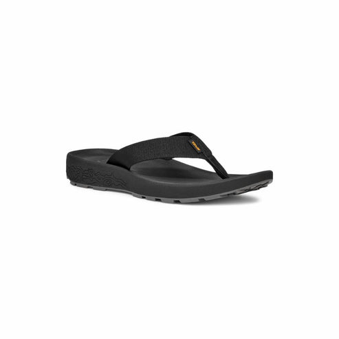 Black sandal with thick straps and a textured sole.