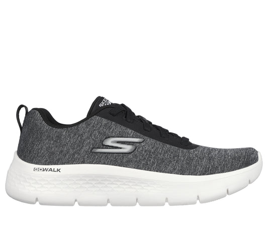 A gray athletic walking shoe with a white sole and GO WALK text.