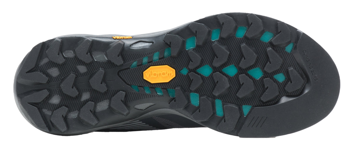 The sole of a shoe with a patterned grip.