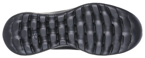 Bottom of a shoe with a waffle pattern.