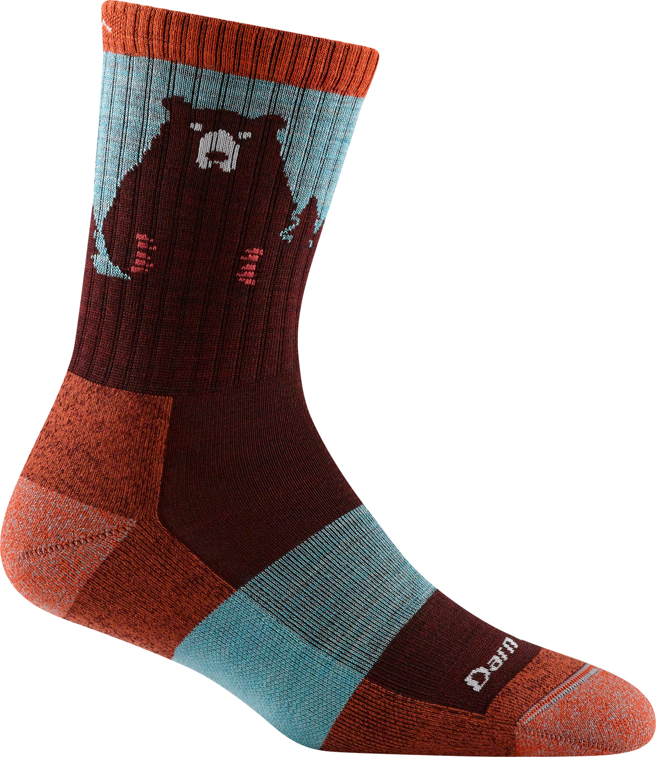 Crew height sock with bear design.